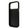 Guess PU Leather 4G Strass Triangle Logo Gold Frame MagSafe Case for iPhone 18 Pro Max / black