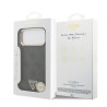 Guess PU Leather 4G Strass Triangle Logo Gold Frame MagSafe Case for iPhone 18 Pro Max / black