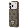 Guess PU Leather 4G Strass Triangle Logo Gold Frame MagSafe Case for iPhone 18 Pro Brown