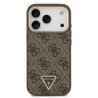 Guess PU Leather 4G Strass Triangle Logo Gold Frame MagSafe Case for iPhone 18 Pro Brown