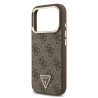 Guess PU Leather 4G Strass Triangle Logo Gold Frame MagSafe Case for iPhone 18 Pro Brown