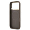 Guess PU Leather 4G Strass Triangle Logo Gold Frame MagSafe Case for iPhone 18 Pro Brown