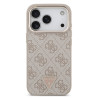 Guess PU Leather 4G Strass Triangle Logo Gold Frame MagSafe Case for iPhone 18 Pro / pink