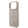 Guess PU Leather 4G Strass Triangle Logo Gold Frame MagSafe Case for iPhone 18 Pro / pink