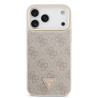 Guess PU Leather 4G Strass Triangle Logo Gold Frame MagSafe Case for iPhone 18 Pro Max / Pink