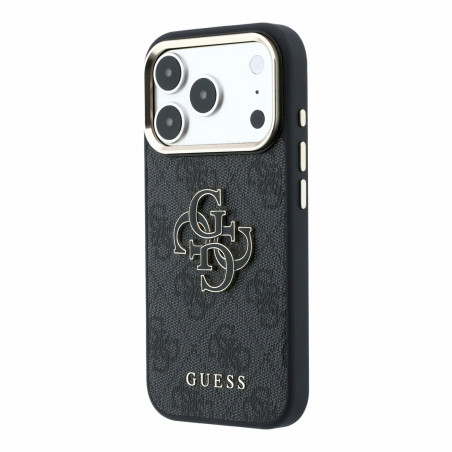 Guess PU 4G Resin Metal Logo Case for iPhone 18 Pro / Black
