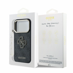 Guess PU 4G Resin Metal Logo Case for iPhone 18 Pro / Black