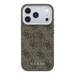 Guess PU 4G Resin Metal Logo Case for iPhone 18 Pro / brown