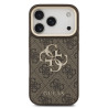 Guess PU Leather 4G Metal Logo Gold Frame Case for iPhone 18 Pro / Brown