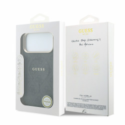 Guess PU Leather 4G Gold Frame Embossed MagSafe Case for iPhone 18 Pro / Black