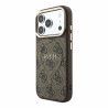 Guess PU Leather 4G Gold Frame Embossed MagSafe Case for iPhone 18 Pro Max Brown