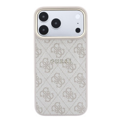 Guess PU Leather 4G Gold Frame Embossed MagSafe Case for iPhone 18 Pro / Pink