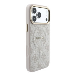 Guess PU Leather 4G Gold Frame Embossed MagSafe Case for iPhone 18 Pro / Pink