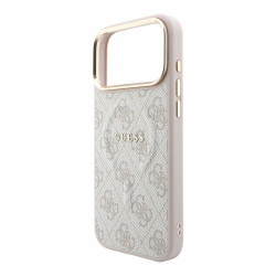 Guess PU Leather 4G Gold Frame Embossed MagSafe Case for iPhone 18 Pro Max / Pink