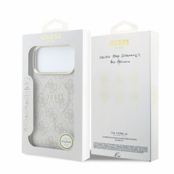 Guess PU Leather 4G Gold Frame Embossed MagSafe Case for iPhone 18 Pro Max / Pink