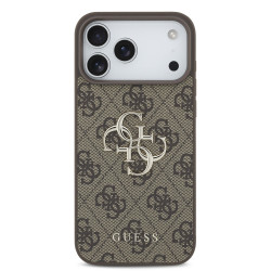 Guess PU 4G Metal Logo Case for iPhone 18 Pro Max / Brown