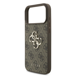 Guess PU 4G Metal Logo Case for iPhone 18 Pro Max / Brown