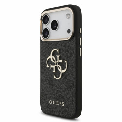 Guess PU 4G Metal Logo Strap Case for iPhone 18 Pro / Black