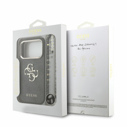Guess PU 4G Metal Logo Strap Case for iPhone 18 Pro / Black