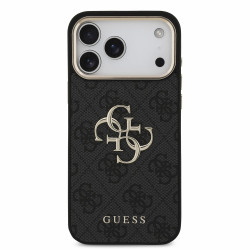 Guess PU 4G Metal Logo Strap Case for iPhone 18 Pro Max / Black