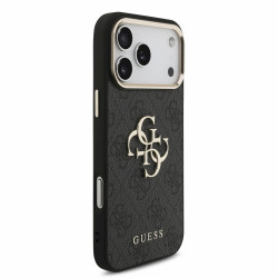 Guess PU 4G Metal Logo Strap Case for iPhone 18 Pro Max / Black