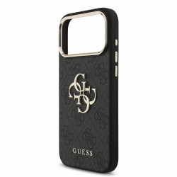 Guess PU 4G Metal Logo Strap Case for iPhone 18 Pro Max / Black