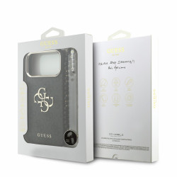 Guess PU 4G Metal Logo Strap Case for iPhone 18 Pro Max / Black