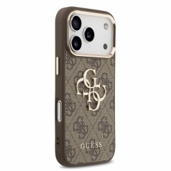 Guess PU 4G Metal Logo Strap Case for iPhone 18 Pro Max / Brown