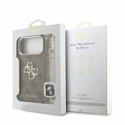 Guess PU 4G Metal Logo Strap Case for iPhone 18 Pro Max / Brown
