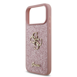 Guess PU Fixed Glitter 4G Metal Logo Case for iPhone 18 Pro Max / Pink