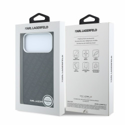 Karl Lagerfeld PU Grained Allover Semi Wrap Magsafe Case for iPhone 18 Pro / Black