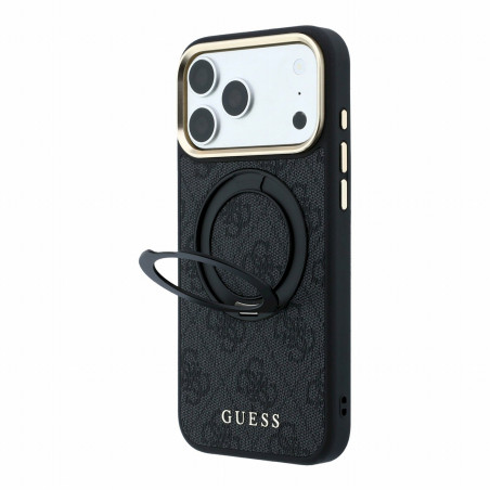 Guess PU 4G Ring Stand MagSafe Case for iPhone 18 Pro / Black