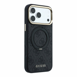 Guess PU 4G Ring Stand MagSafe Case for iPhone 18 Pro Max / black