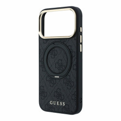 Guess PU 4G Ring Stand MagSafe Case for iPhone 18 Pro Max / black