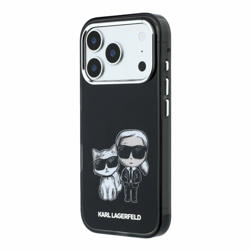 Karl Lagerfeld PU Semi Wrap Smooth Sketch Bodies Magsafe Case for iPhone 18 Pro / Black