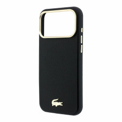 Lacoste PU Leather Champs Elysees Gold Logo MagSafe Case for iPhone 18 Pro / black