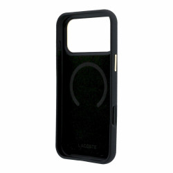 Lacoste PU Leather Champs Elysees Gold Logo MagSafe Case for iPhone 18 Pro / black