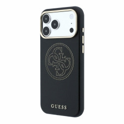 Guess PU Semi Wrap Perforated 4G Logo MagSafe Case for iPhone 18 Pro / black