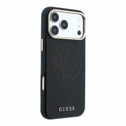 Guess PU Semi Wrap Perforated 4G Logo MagSafe Case for iPhone 18 Pro / black