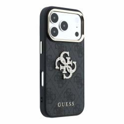 Guess PU 4G Strass Metal Logo Case for iPhone 18 Pro / black
