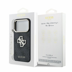 Guess PU 4G Strass Metal Logo Case for iPhone 18 Pro / black