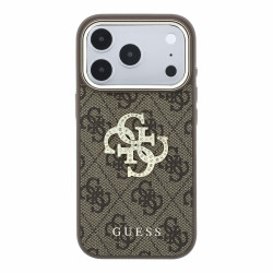 Guess PU 4G Strass Metal Logo Case for iPhone 18 Pro / Brown