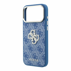Guess PU 4G Strass Metal Logo Case for iPhone 18 Pro / Blue