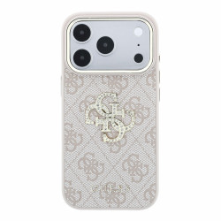 Guess PU 4G Strass Metal Logo Case for iPhone 18 Pro Max / pink