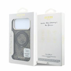 Guess PU 4G Ring Stand MagSafe Case for iPhone 18 Pro Max / Brown