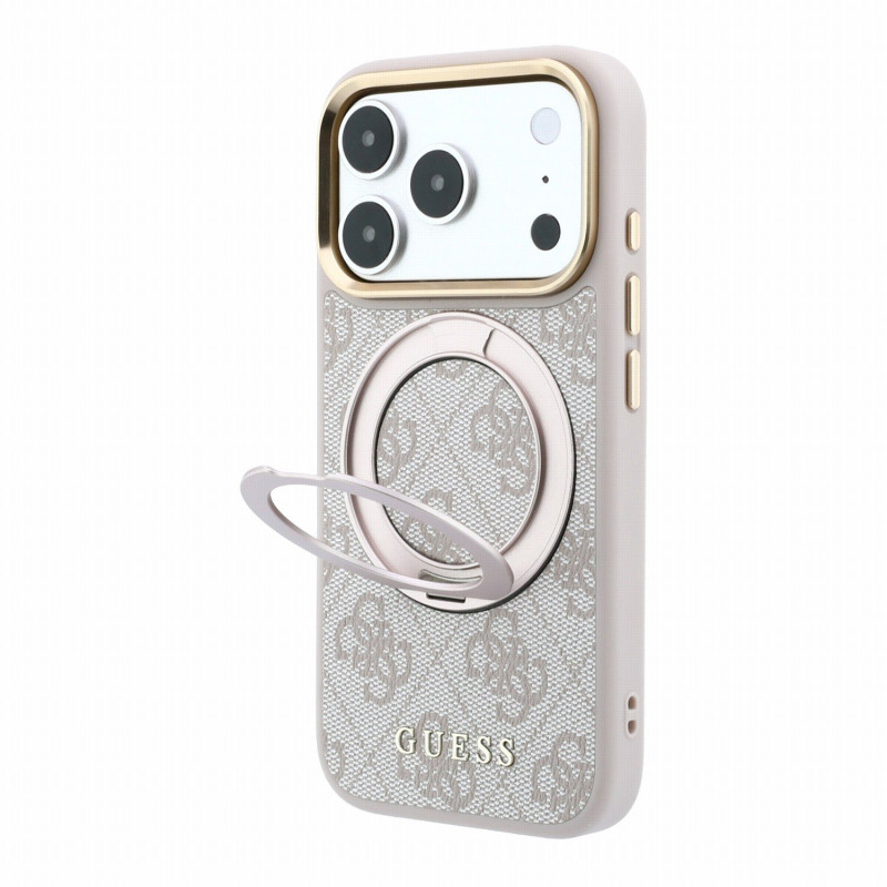 Guess PU 4G Ring Stand MagSafe Case for iPhone 18 Pro / Pink