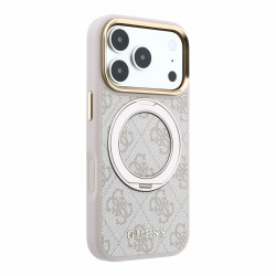 Guess PU 4G Ring Stand MagSafe Case for iPhone 18 Pro / Pink