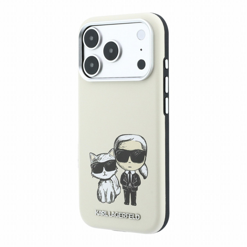 Karl Lagerfeld PU Semi Wrap Smooth Sketch Bodies Magsafe Case for iPhone 18 Pro / Beige