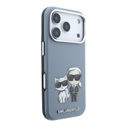 Karl Lagerfeld PU Semi Wrap Smooth Sketch Bodies Magsafe Case for iPhone 18 Pro / Blue