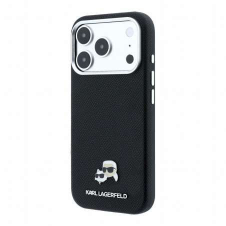 Karl Lagerfeld PU Grained Semi Wrap K&CH Heads Magsafe Case for iPhone 18 Pro / black